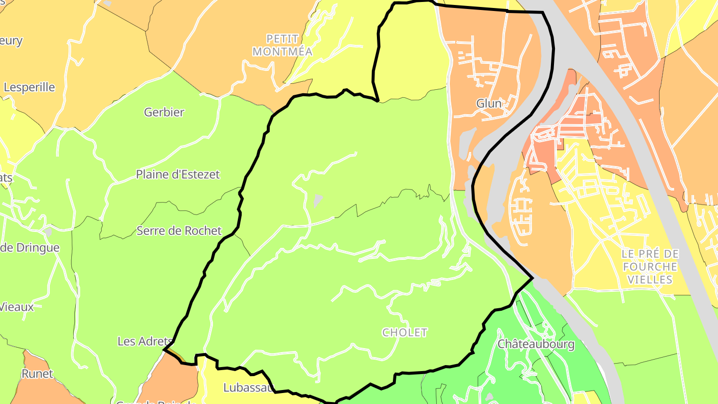 Carte des prix de l'immobilier Glun