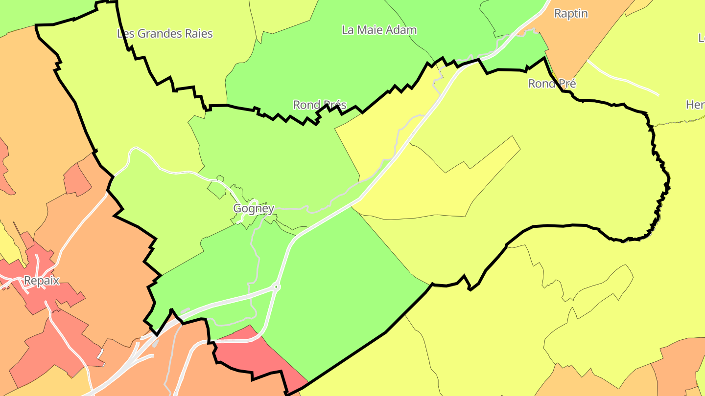 Carte des prix de l'immobilier Gogney