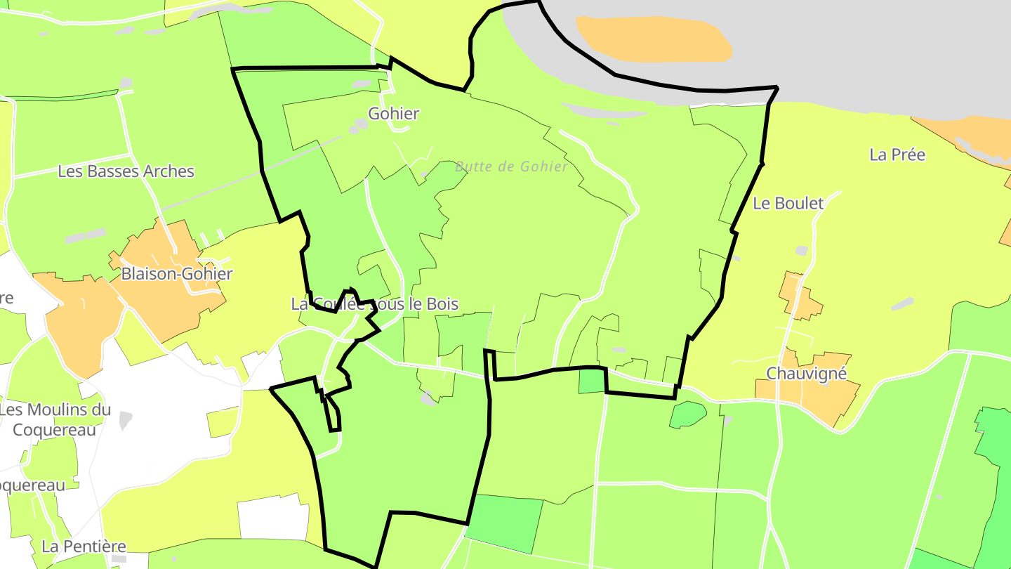 Carte des prix de l'immobilier Gohier
