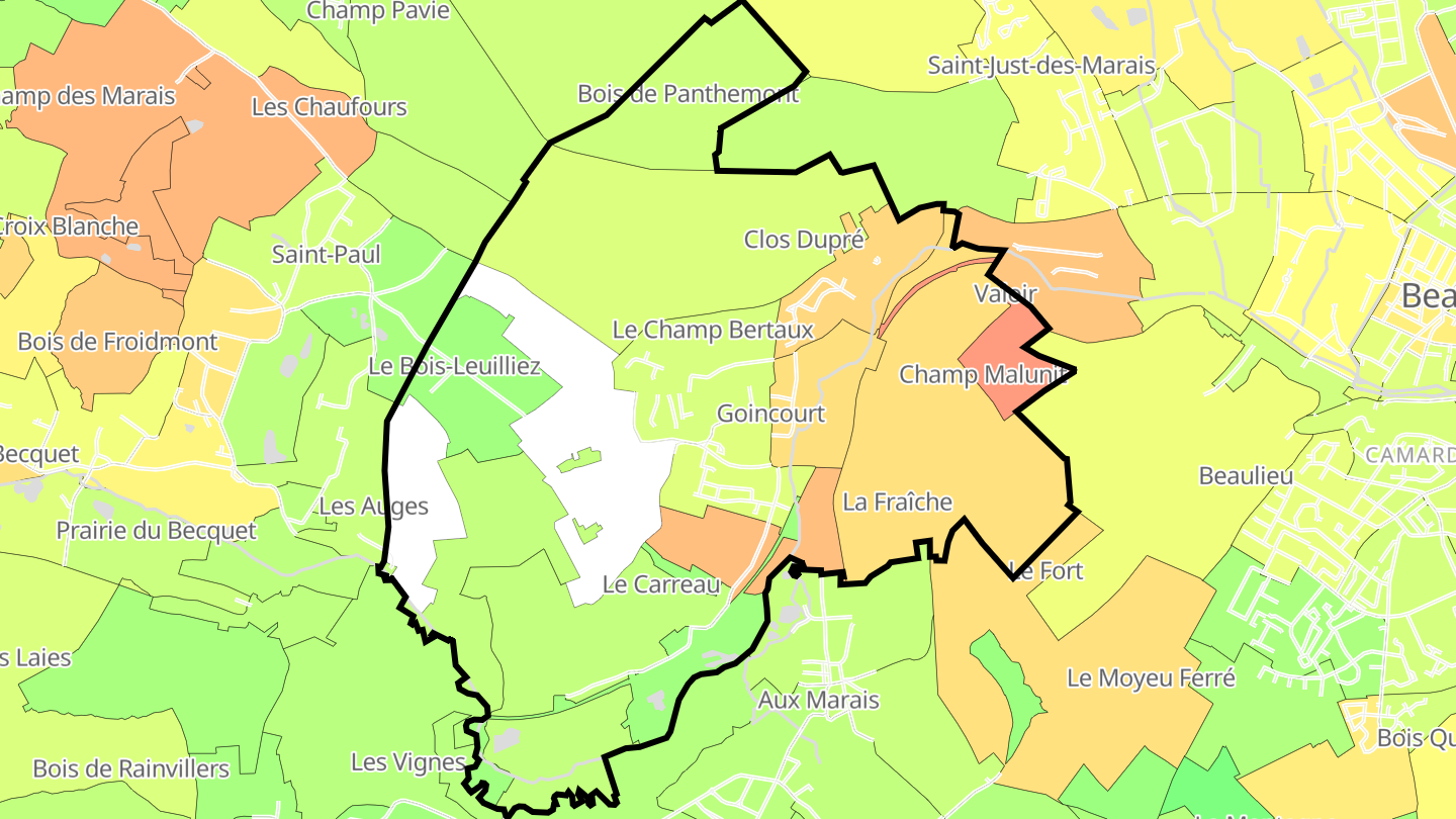 Carte des prix de l'immobilier Goincourt