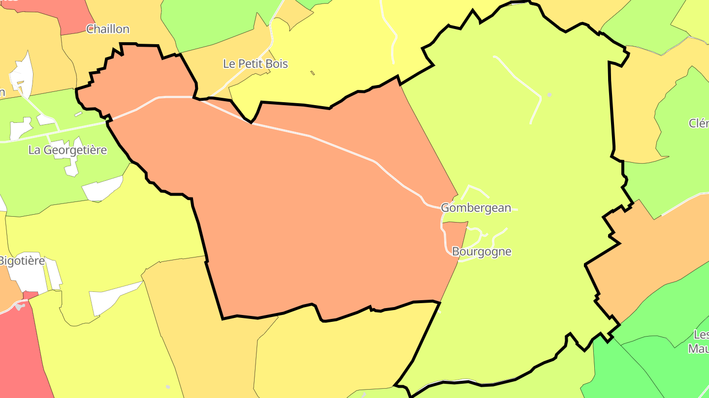 Carte des prix de l'immobilier Gombergean