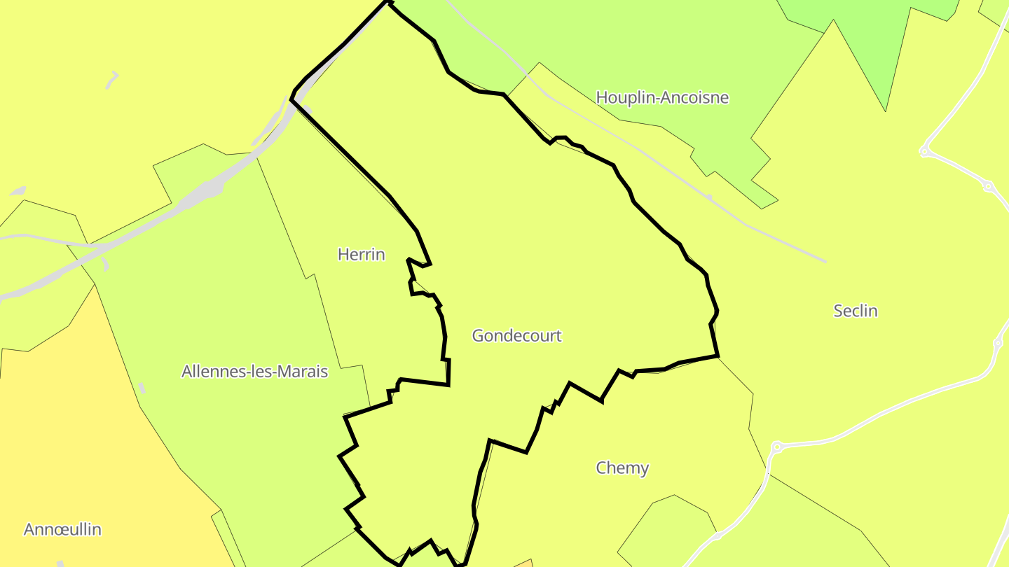 Carte des prix de l'immobilier Gondecourt