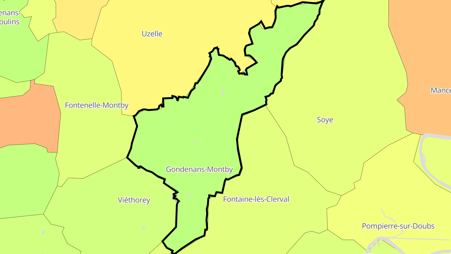 Carte des prix de l'immobilier Gondenans-Montby