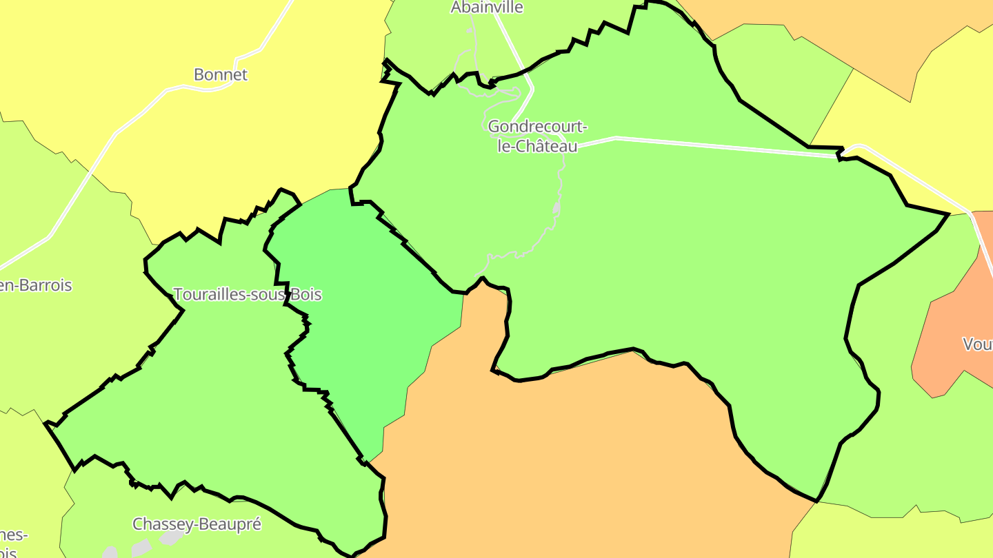 Carte des prix de l'immobilier Gondrecourt-le-Château