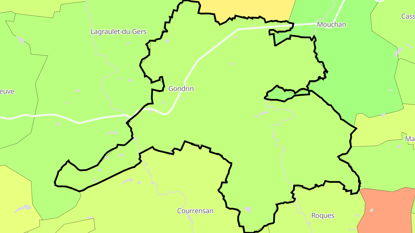 Carte des prix de l'immobilier Gondrin
