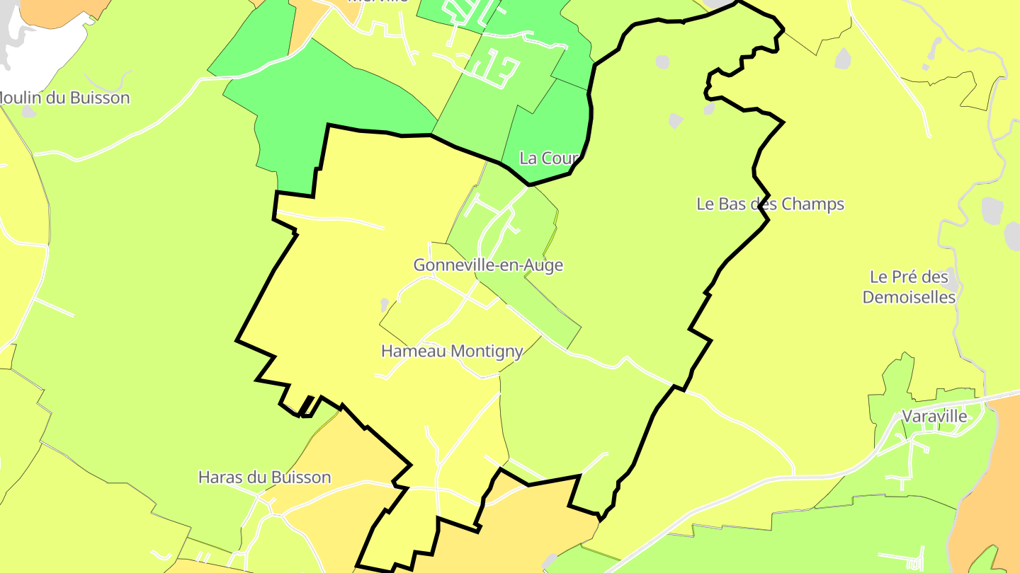 Carte des prix de l'immobilier Gonneville-en-Auge