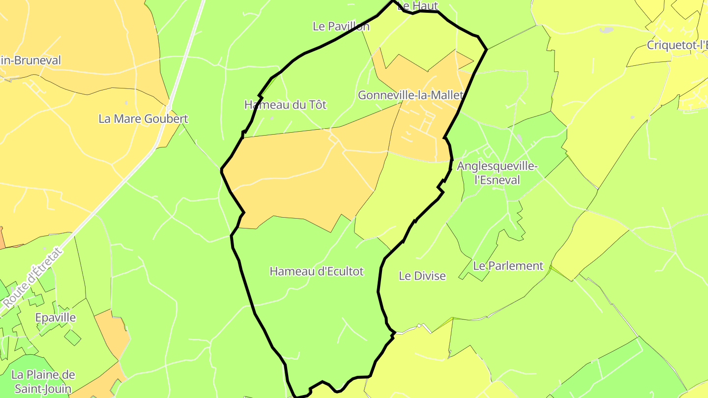 Carte des prix de l'immobilier Gonneville-la-Mallet