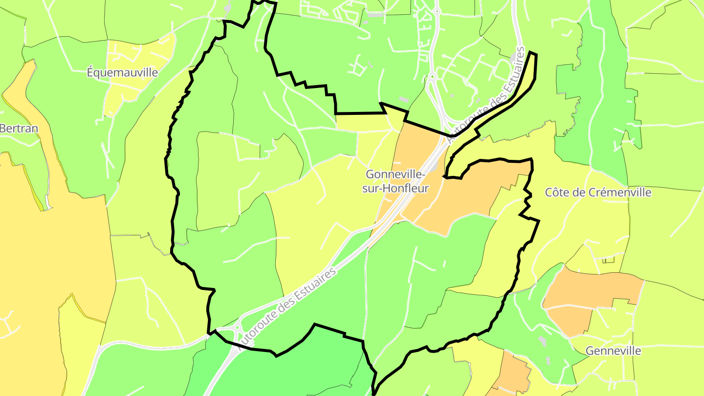 Carte des prix de l'immobilier Gonneville-sur-Honfleur