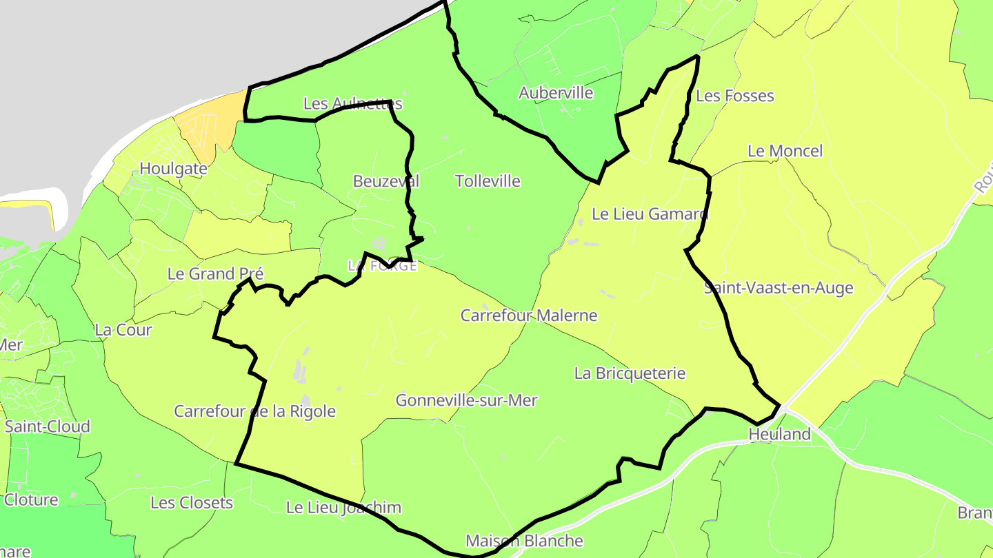 Carte des prix de l'immobilier Gonneville-sur-Mer