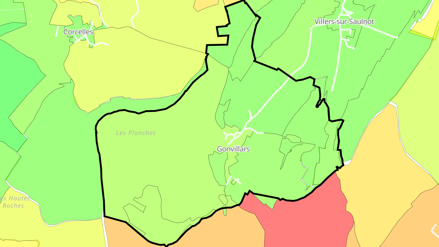 Carte des prix de l'immobilier Gonvillars