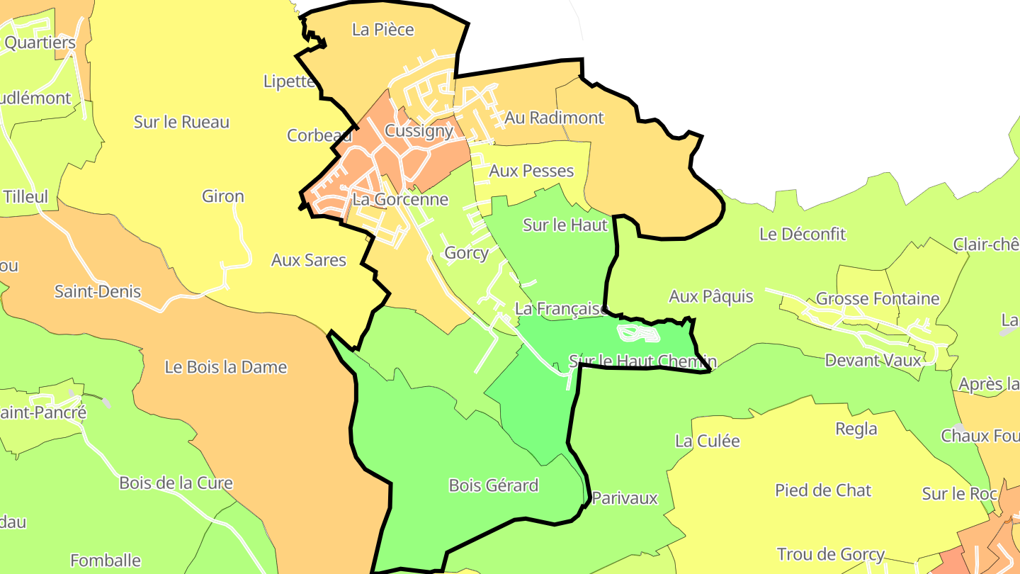 Carte des prix de l'immobilier Gorcy