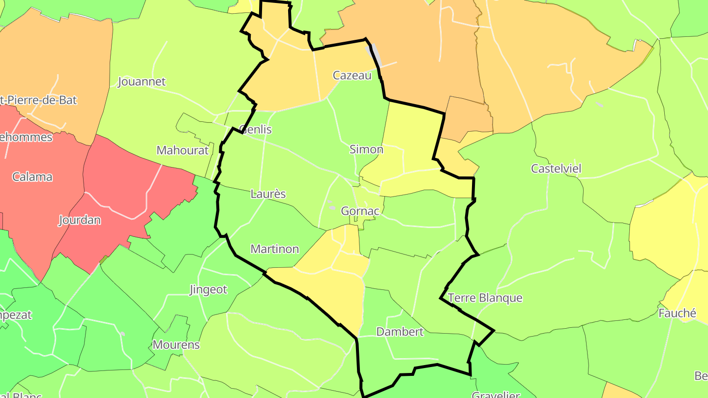 Carte des prix de l'immobilier Gornac