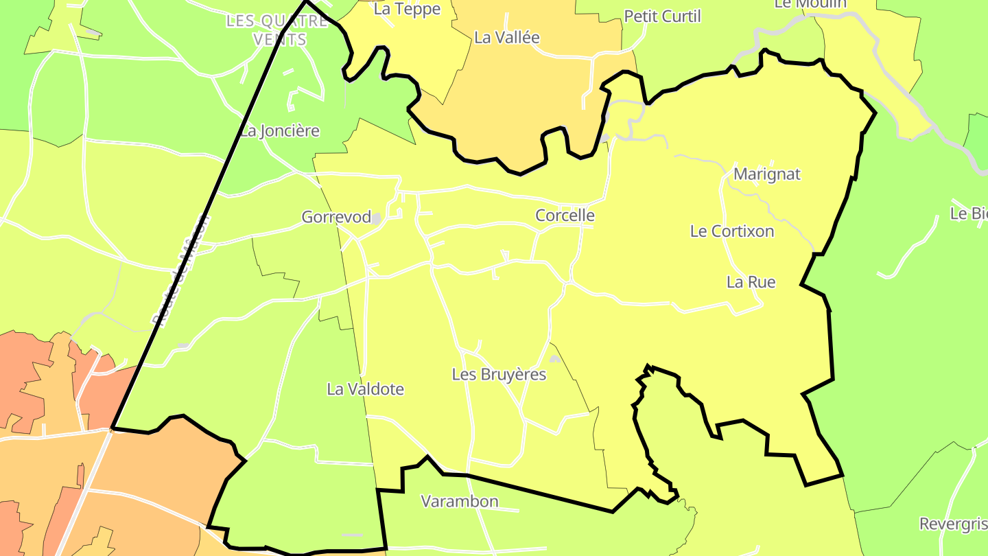 Carte des prix de l'immobilier Gorrevod