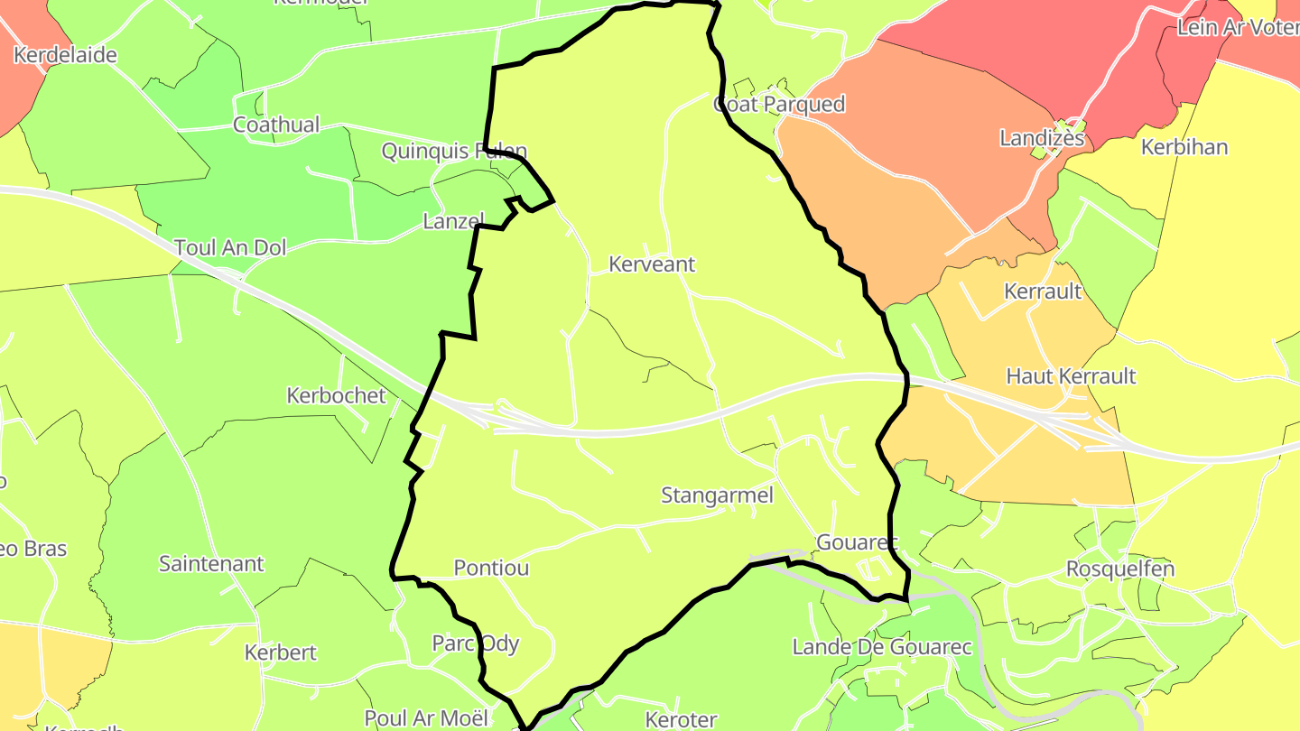 Carte des prix de l'immobilier Gouarec