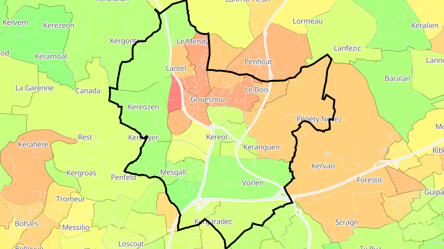 Carte des prix de l'immobilier Gouesnou