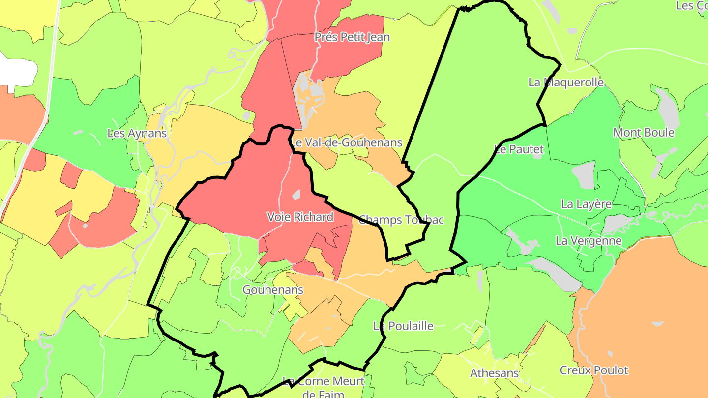 Carte des prix de l'immobilier Gouhenans