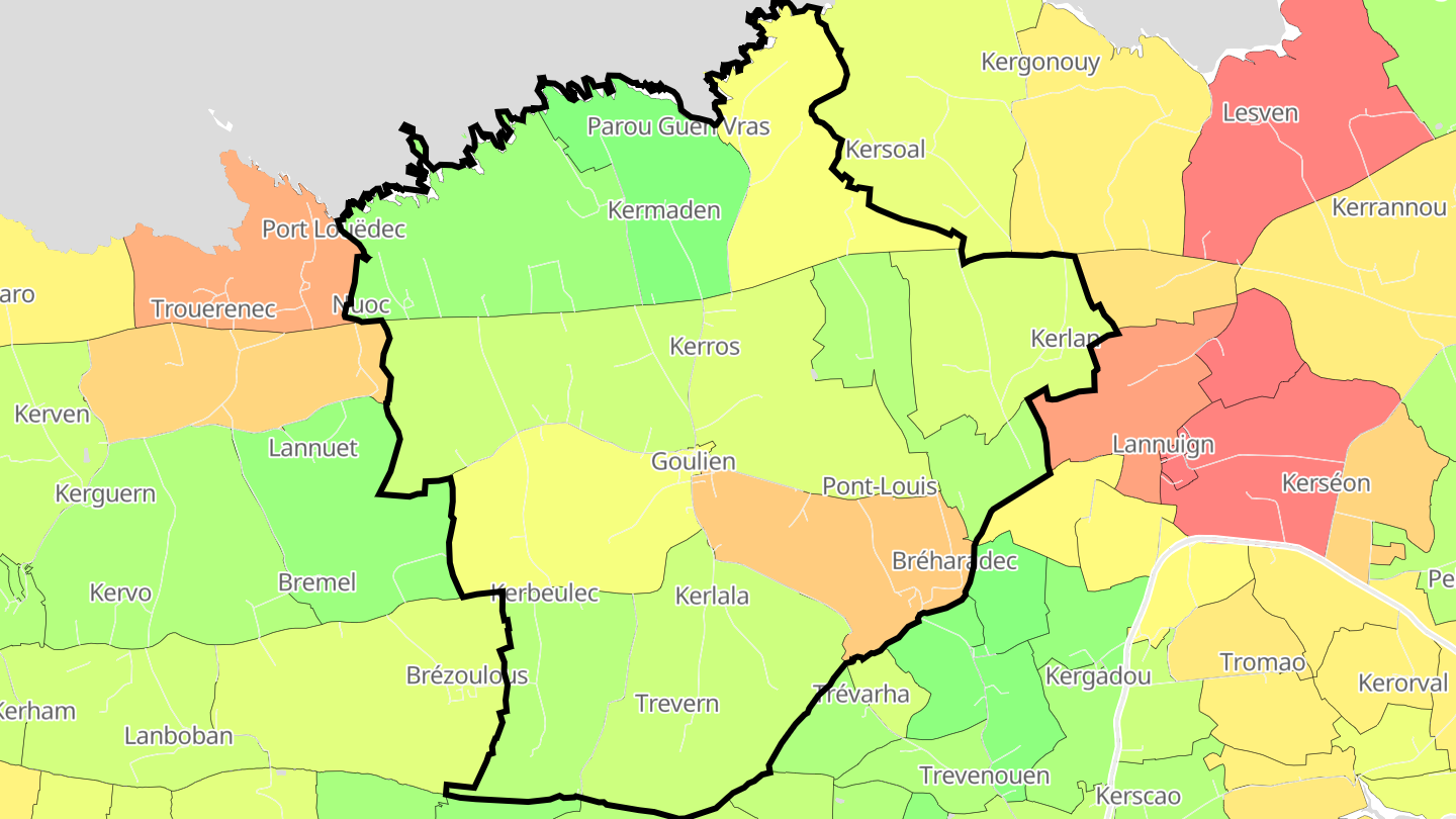 Carte des prix de l'immobilier Goulien