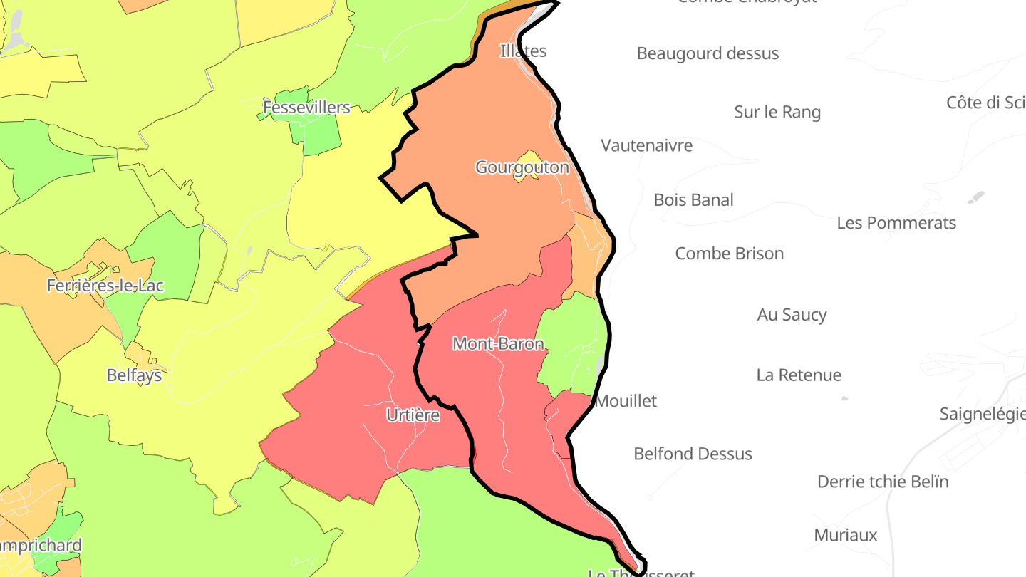 Carte des prix de l'immobilier Goumois
