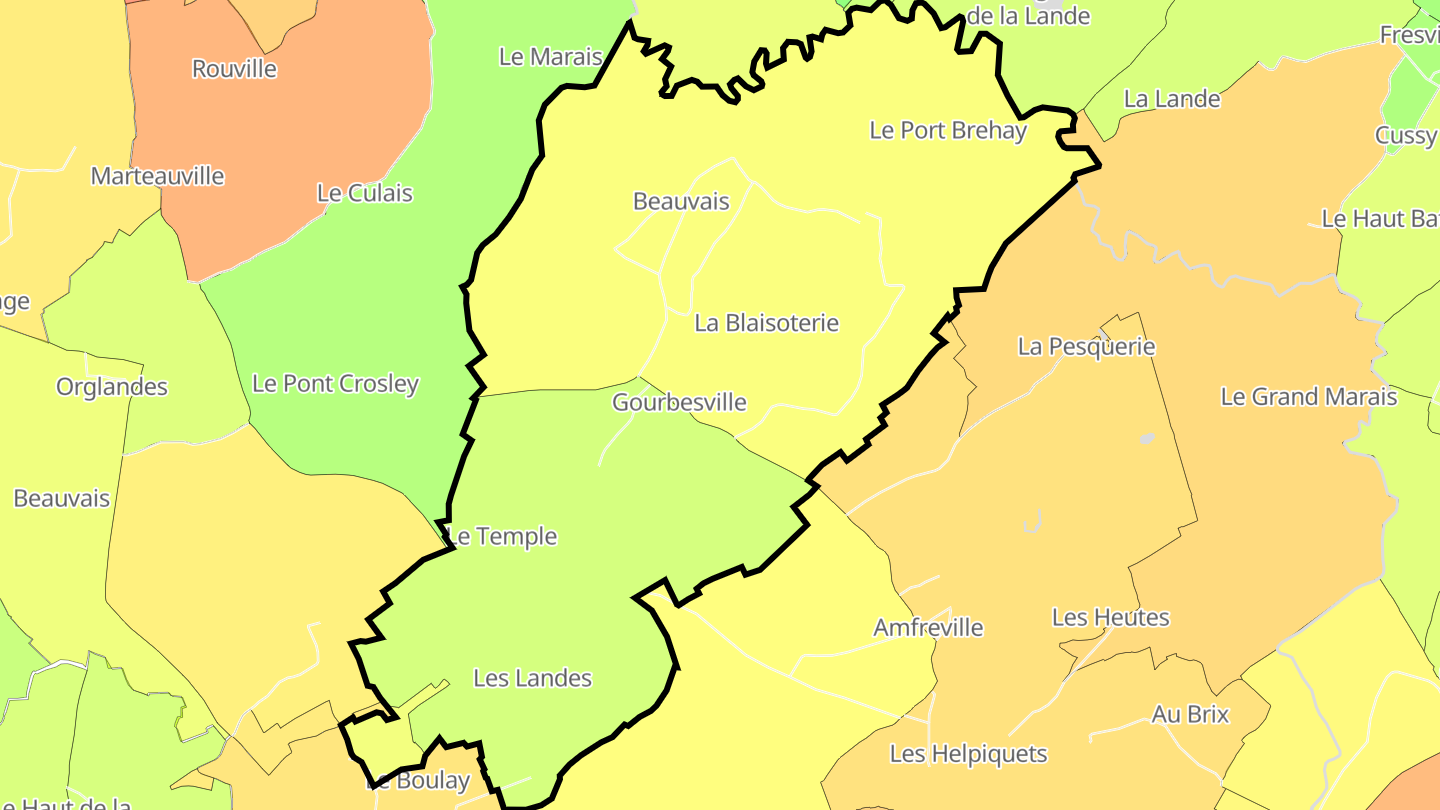 Carte des prix de l'immobilier Gourbesville