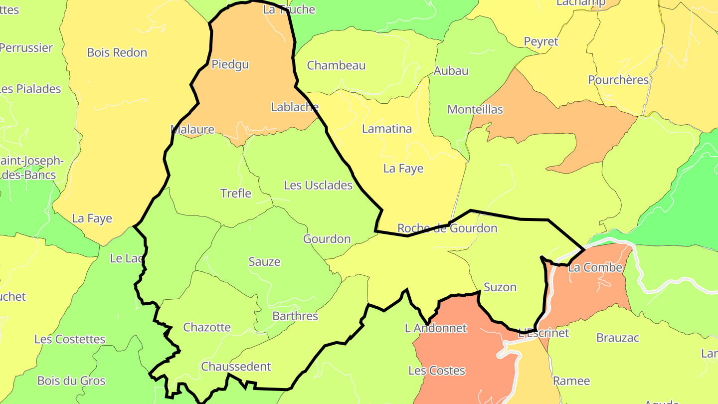 Carte des prix de l'immobilier Gourdon