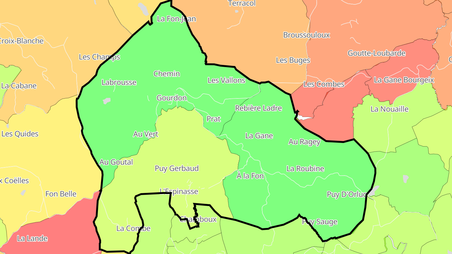 Carte des prix de l'immobilier Gourdon-Murat