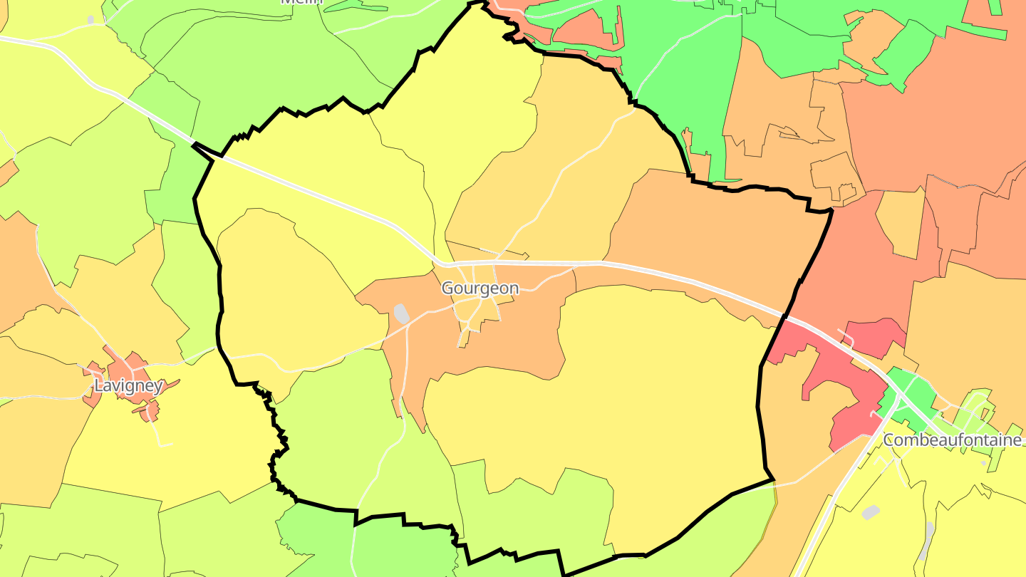 Carte des prix de l'immobilier Gourgeon