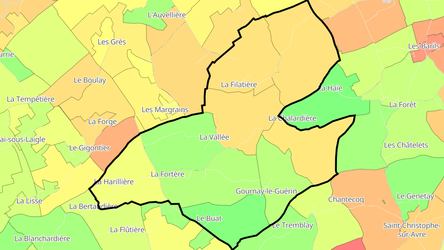 Carte des prix de l'immobilier Gournay-le-Guérin