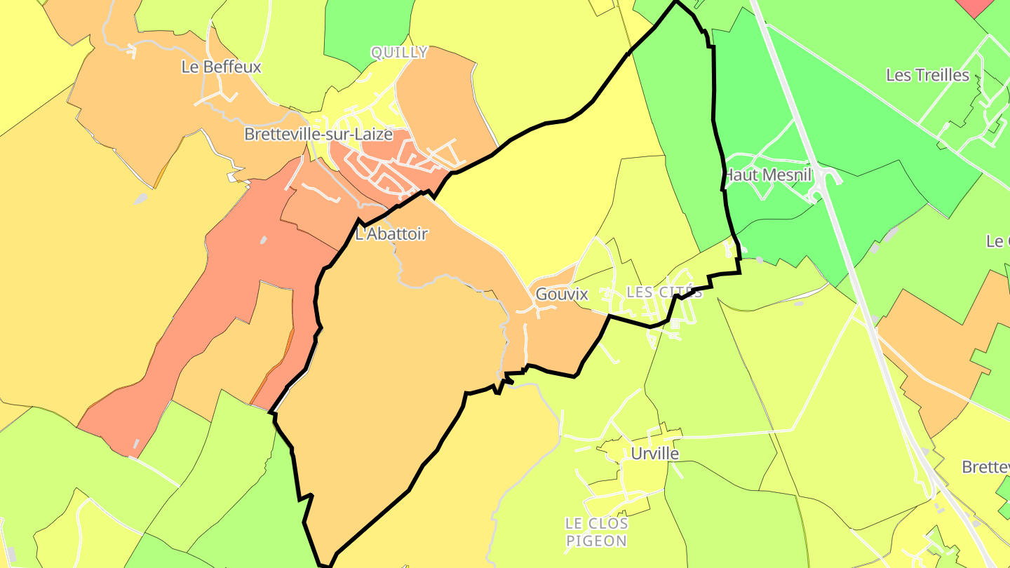 Carte des prix de l'immobilier Gouvix