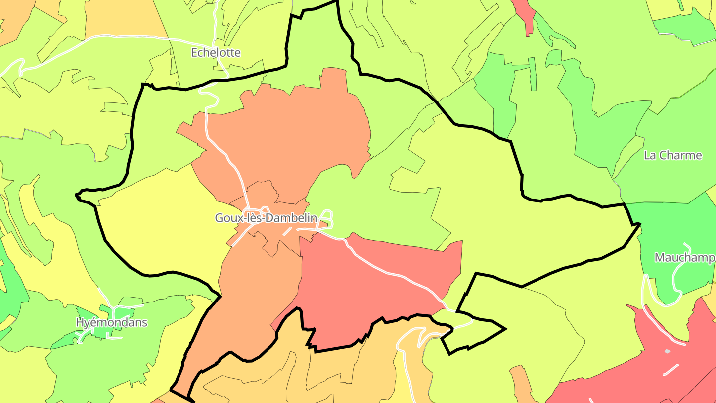 Carte des prix de l'immobilier Goux-lès-Dambelin