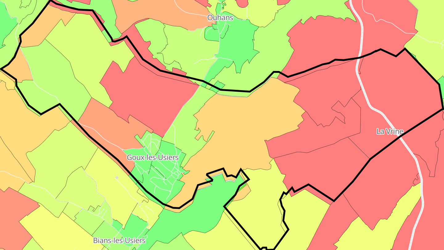 Carte des prix de l'immobilier Goux-les-Usiers