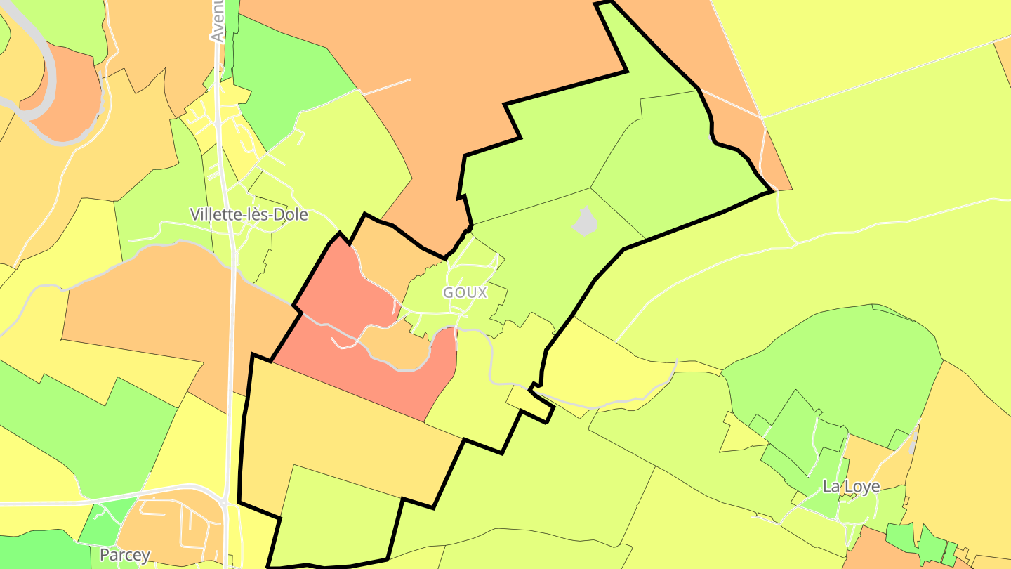 Carte des prix de l'immobilier Goux