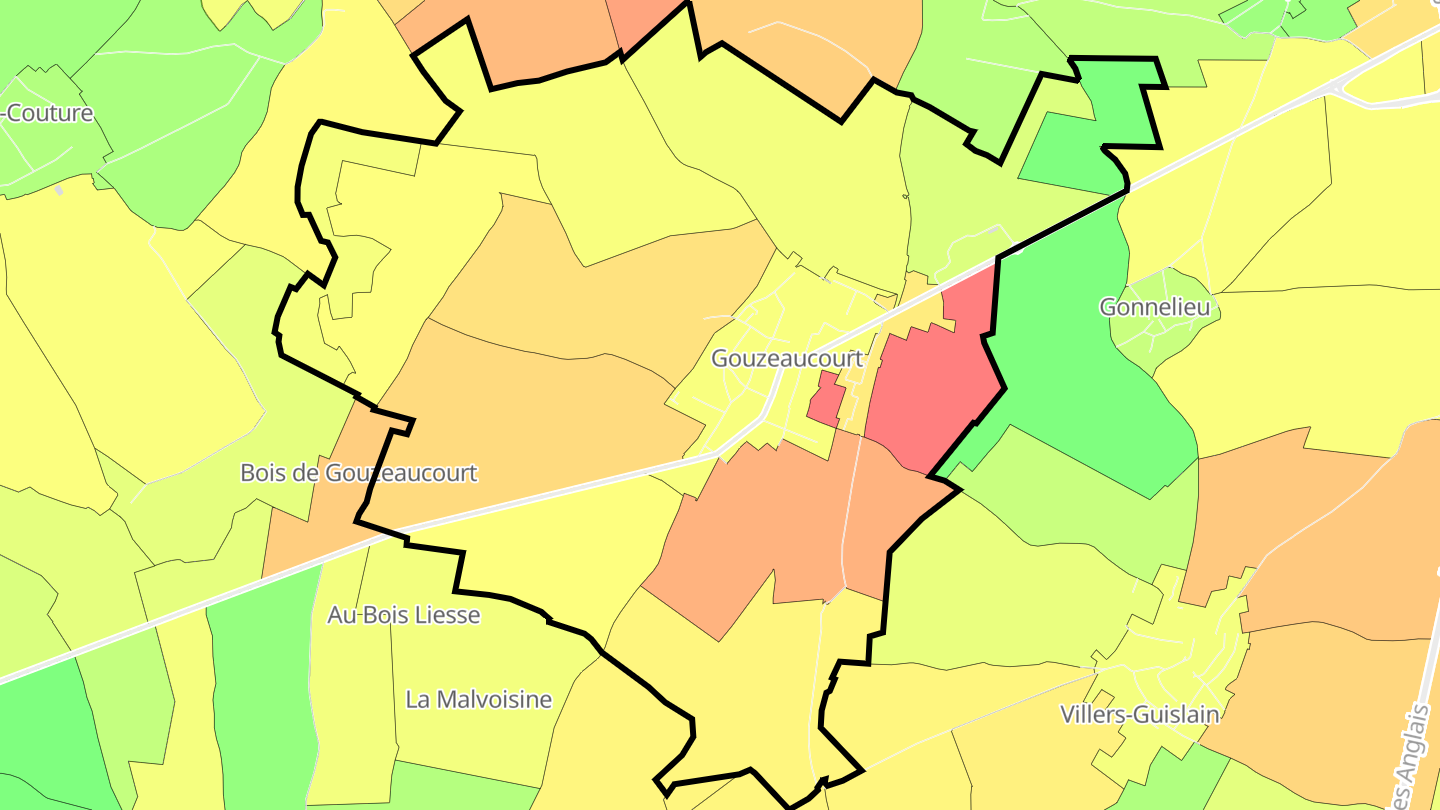 Carte des prix de l'immobilier Gouzeaucourt