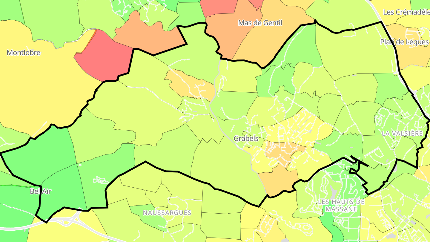 Carte des prix de l'immobilier Grabels