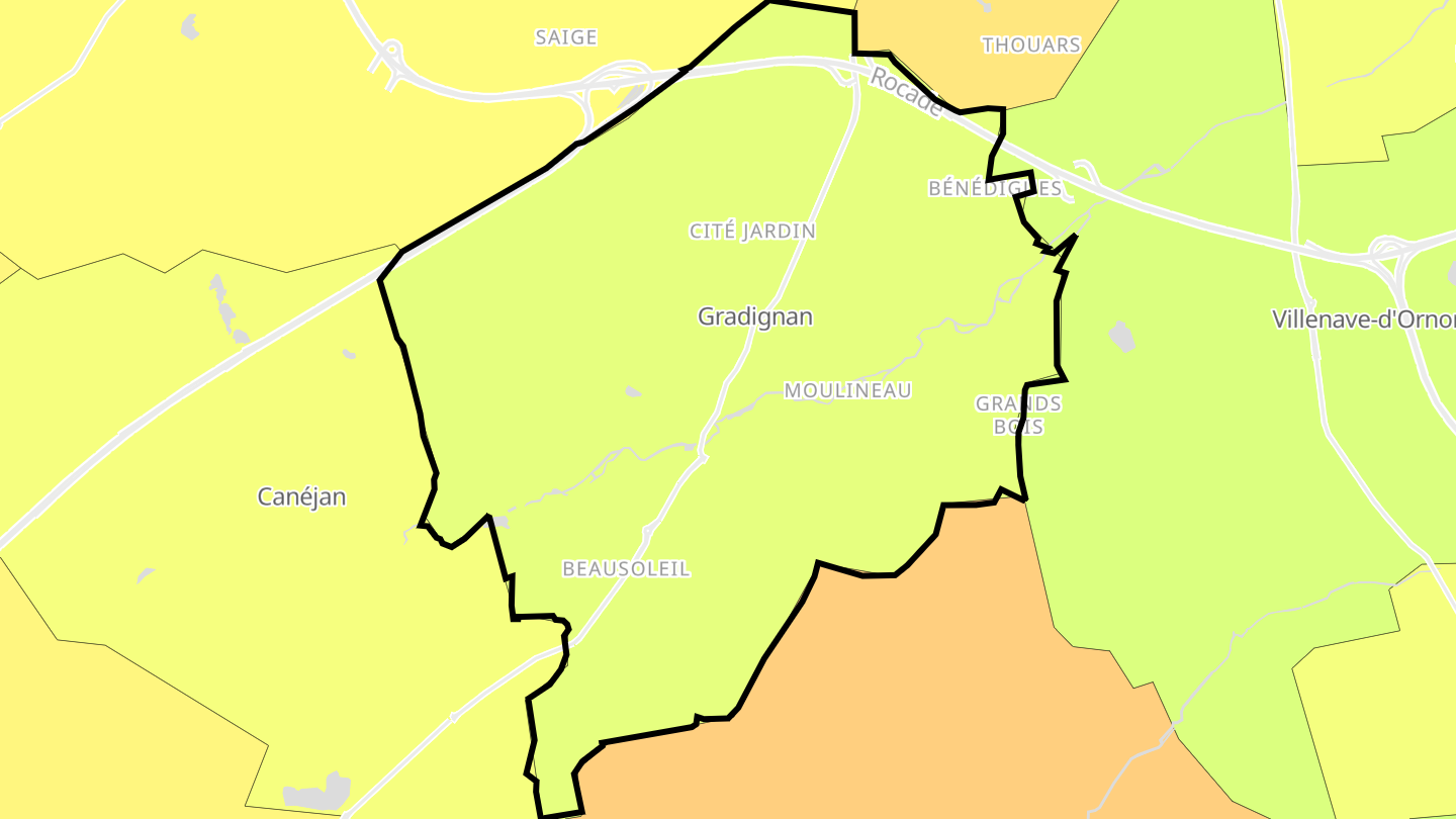 Carte des prix de l'immobilier Gradignan