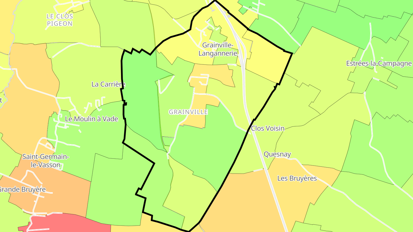 Carte des prix de l'immobilier Grainville-Langannerie