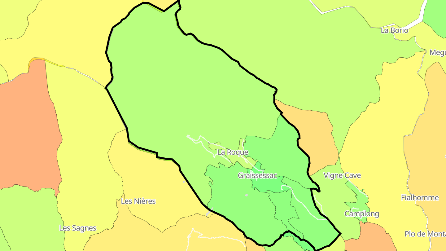 Carte des prix de l'immobilier Graissessac