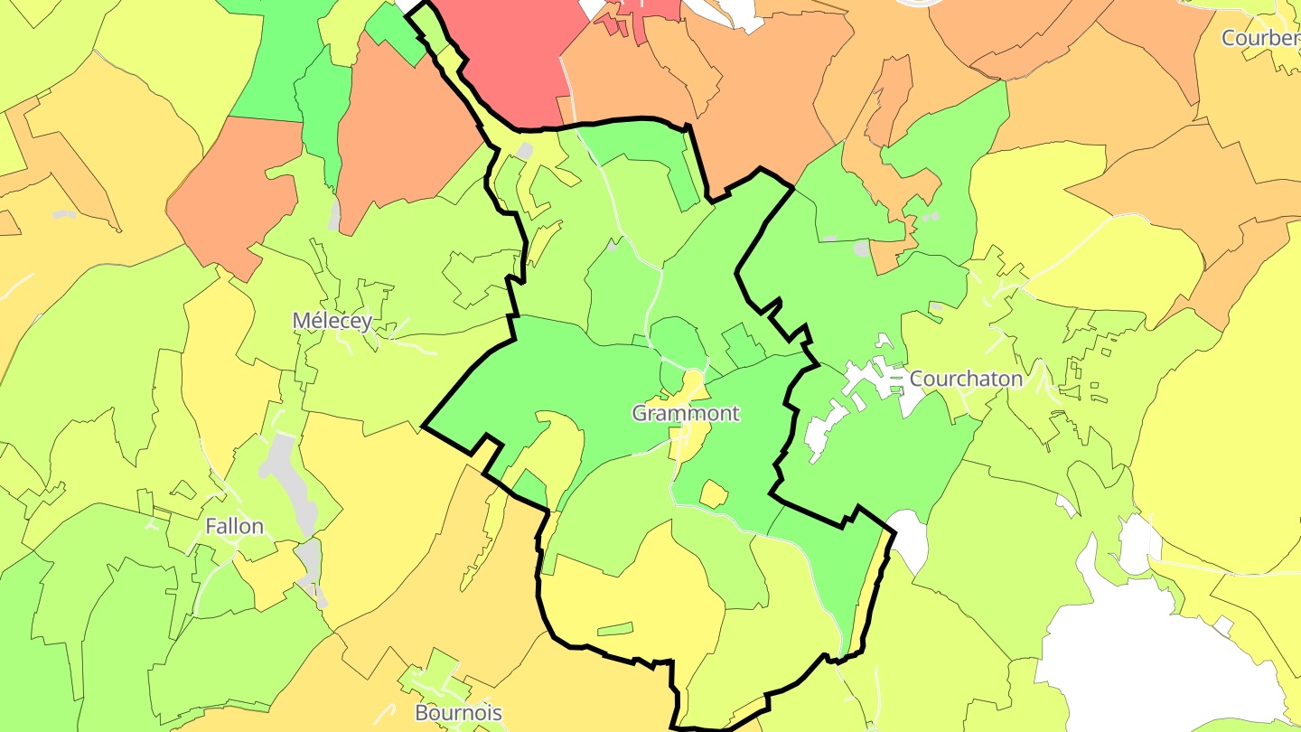 Carte des prix de l'immobilier Grammont