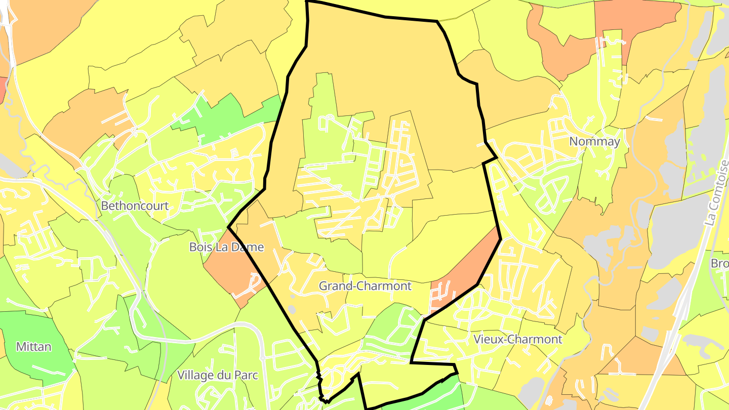 Carte des prix de l'immobilier Grand-Charmont