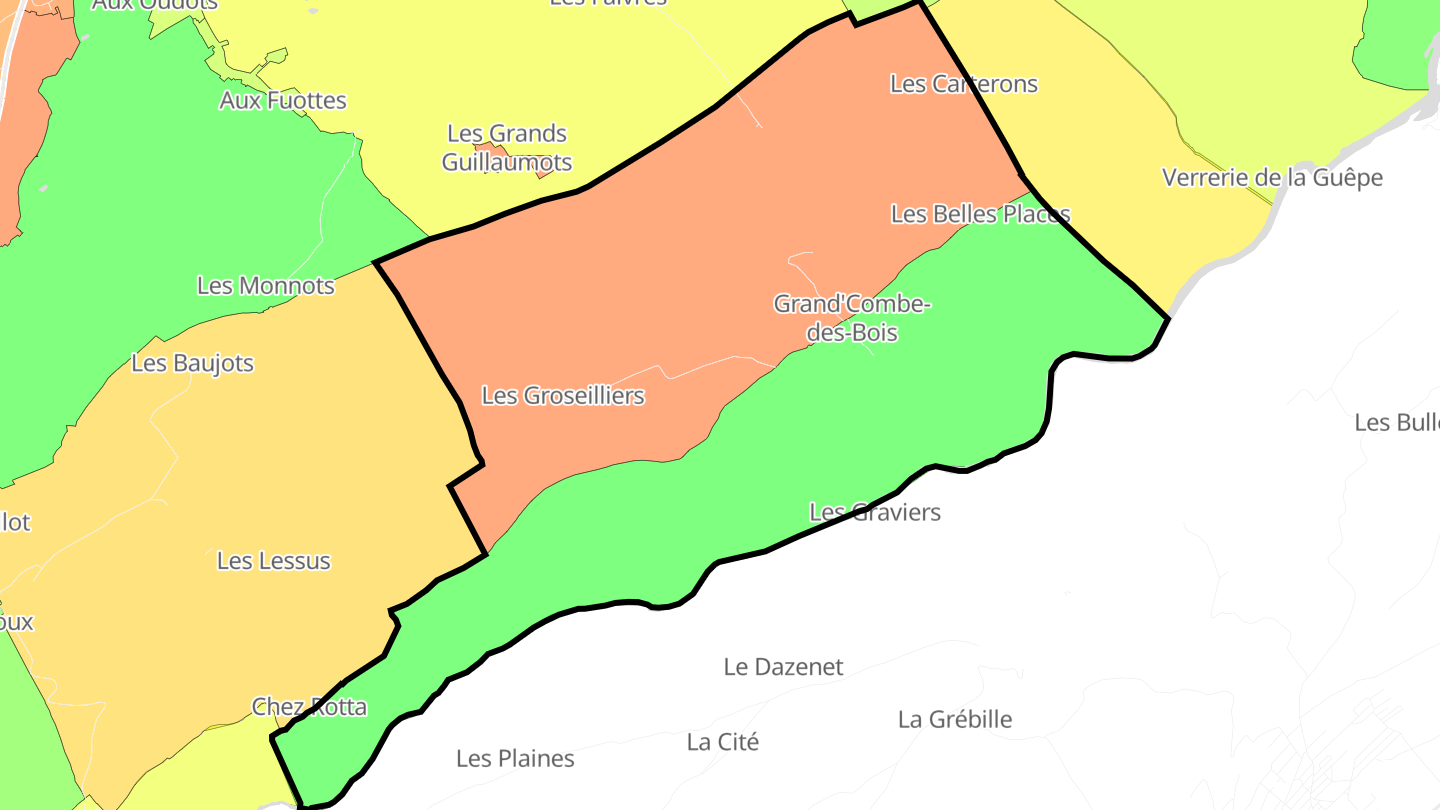 Carte des prix de l'immobilier Grand'Combe-des-Bois