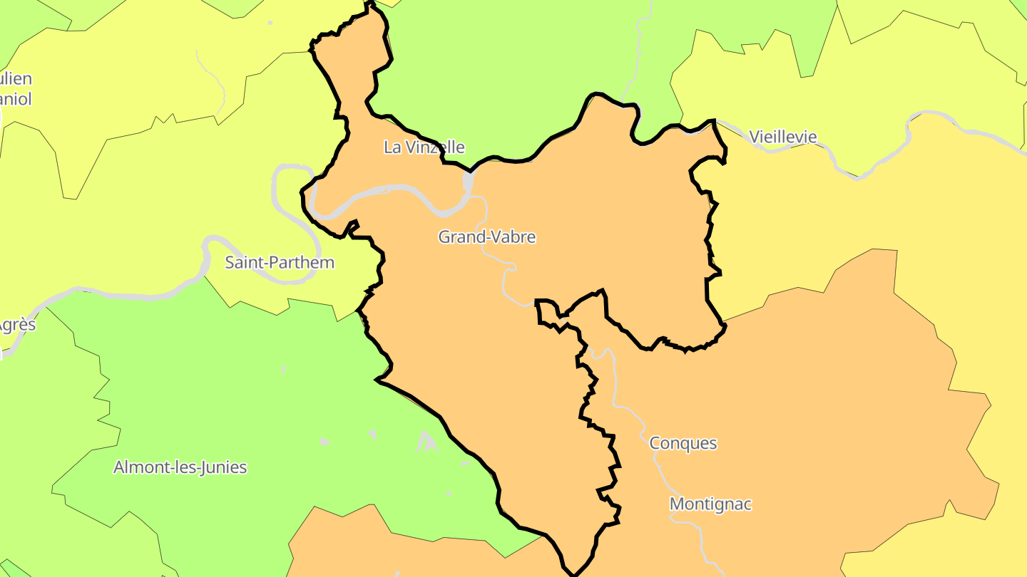 Carte des prix de l'immobilier Grand-Vabre