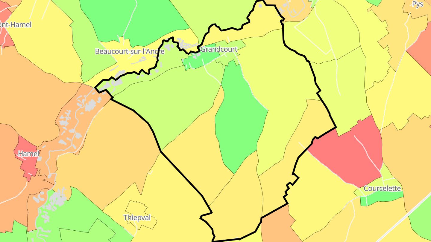 Carte des prix de l'immobilier Grandcourt