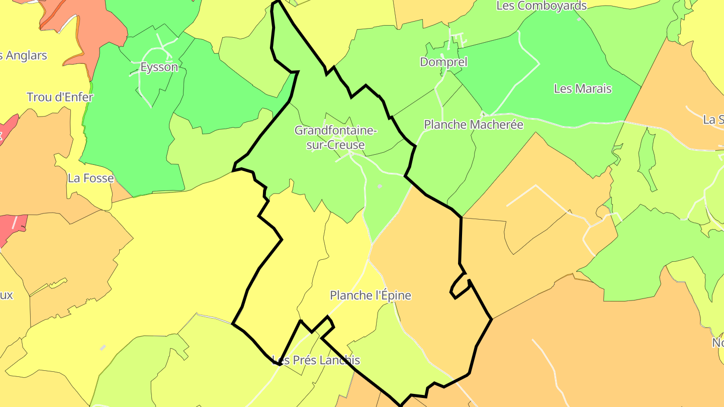 Carte des prix de l'immobilier Grandfontaine-sur-Creuse