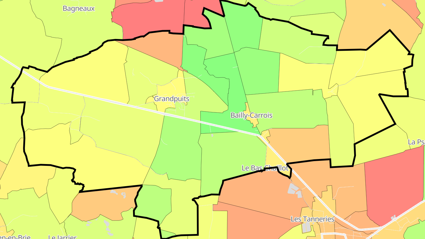 Carte des prix de l'immobilier Grandpuits-Bailly-Carrois