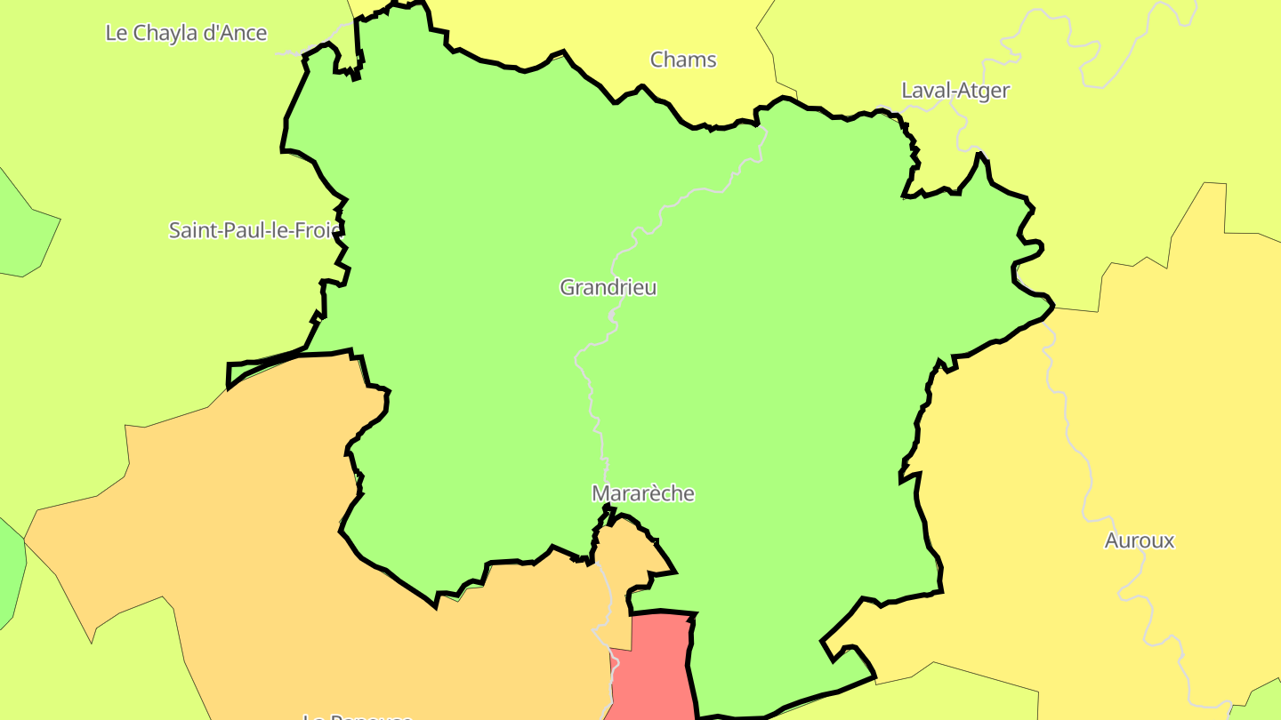 Carte des prix de l'immobilier Grandrieu