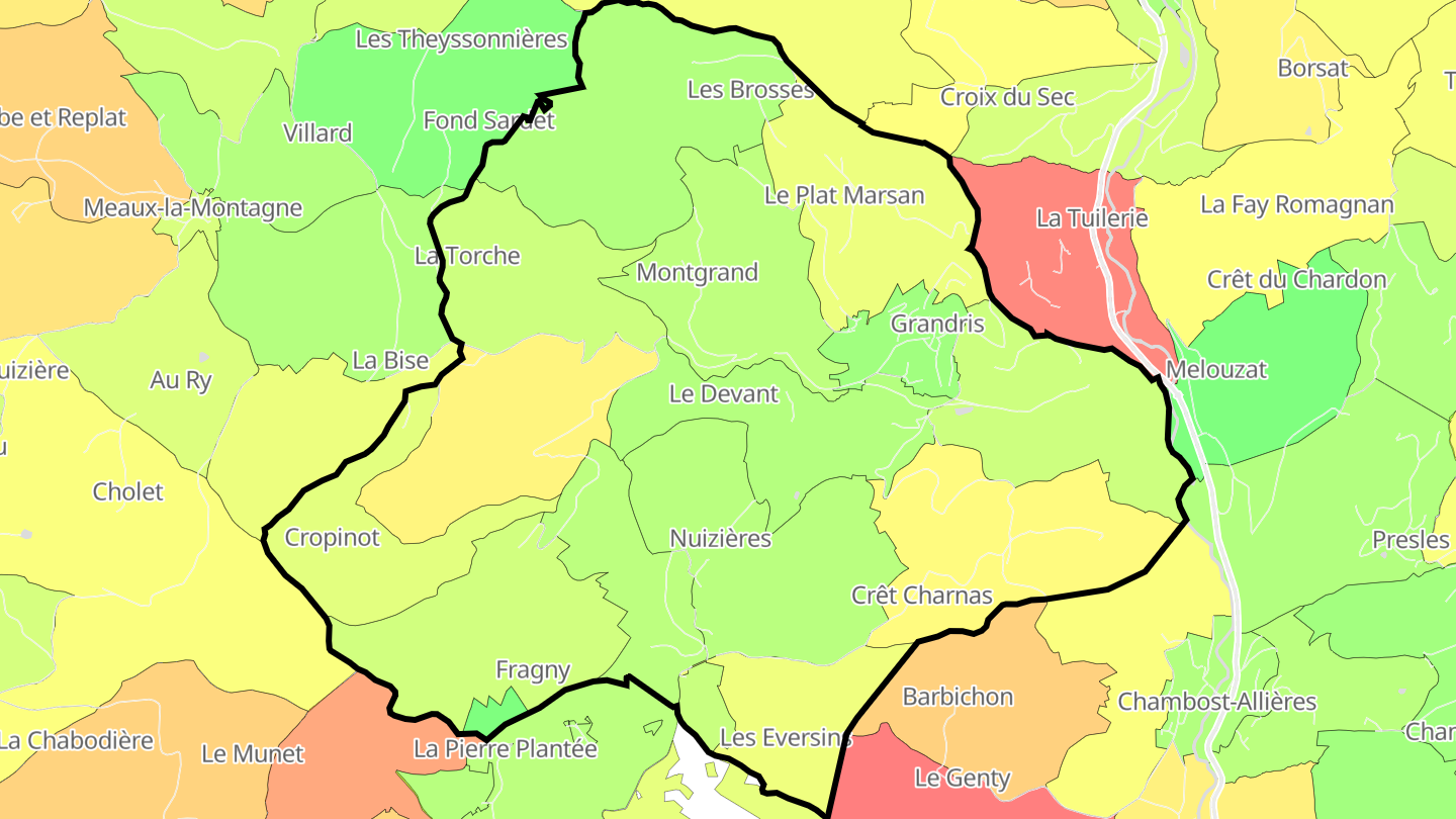 Carte des prix de l'immobilier Grandris