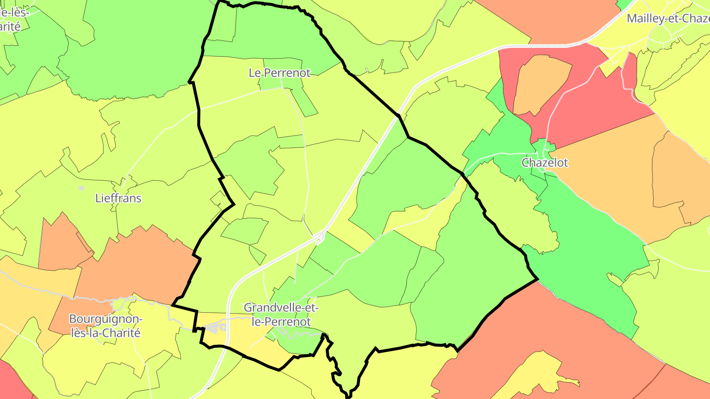 Carte des prix de l'immobilier Grandvelle-et-le-Perrenot