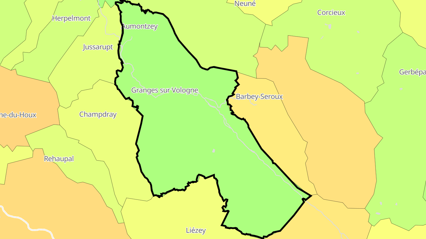 Carte des prix de l'immobilier Granges-Aumontzey