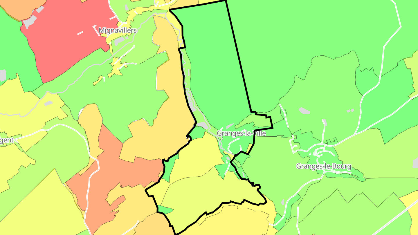 Carte des prix de l'immobilier Granges-la-Ville