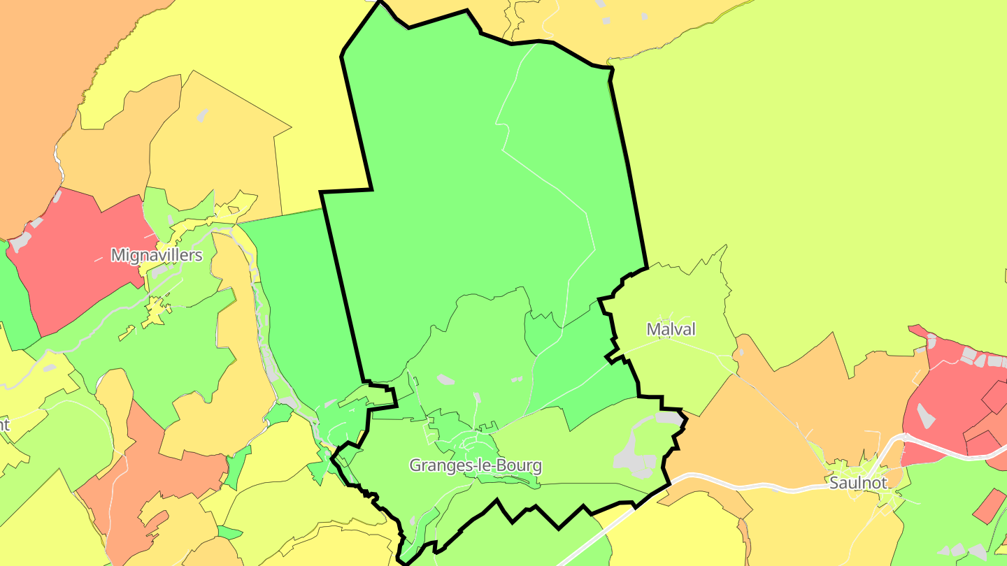 Carte des prix de l'immobilier Granges-le-Bourg