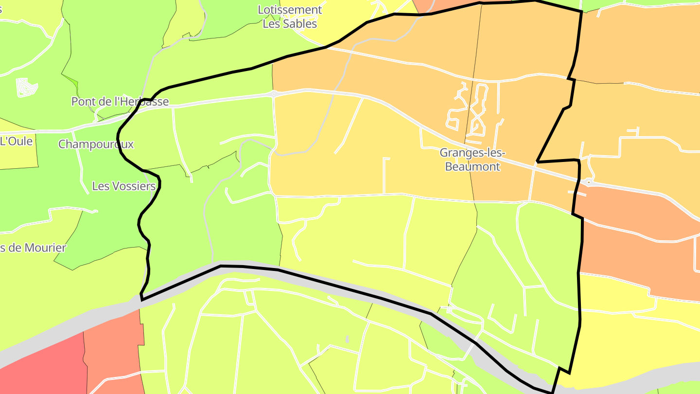 Carte des prix de l'immobilier Granges-les-Beaumont